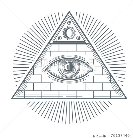 Pyramid eye magical esoteric religion mystical sign in triangle shape,  doodle style. Vector occult providence symbol, sacred magical eye Stock  Vector Image & Art - Alamy