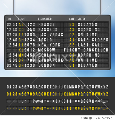 Airport flip arrivals information scoreboard mockup 76157457
