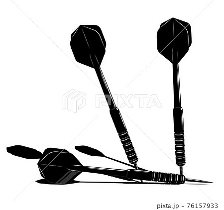 dart arrow in contrasting black and white style. Equipment for sports competitions of darts. Vector 76157933