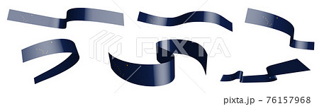 Set of holiday ribbons. flag of american state of Alaska waving in wind. Separation into lower and upper layers. Design element. Vector on white background 76157968