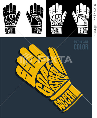 Volumetric letters with name SOCCER and FOOTBALL on background of sport goalkeeper glove. Element for print and design of sports competitions. Isolated vector Volumetric letters with name SOCCER and FOOTBALL on background of sport goalkeeper glove. Element for print and design of sports competitions. Isolated vector 76158016