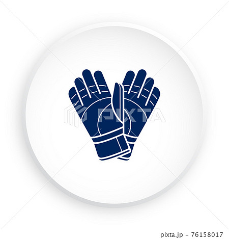 pair of soccer goalkeeper gloves icon in neomorphism style for mobile app. Button for mobile application or web. Vector on white background 76158017
