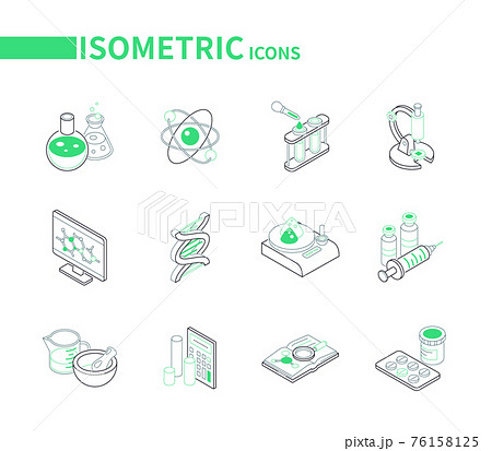 Science and medicine - modern line isometric icons set 76158125