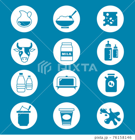 Diary products, milk icons set 76158146