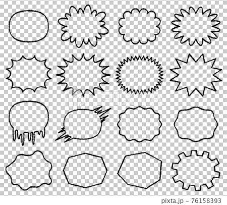 Balloon set without tail (small label for horizontal writing) Handwritten style line drawing Balloon set without tail (small label for horizontal writing) Handwritten style line drawing 76158393