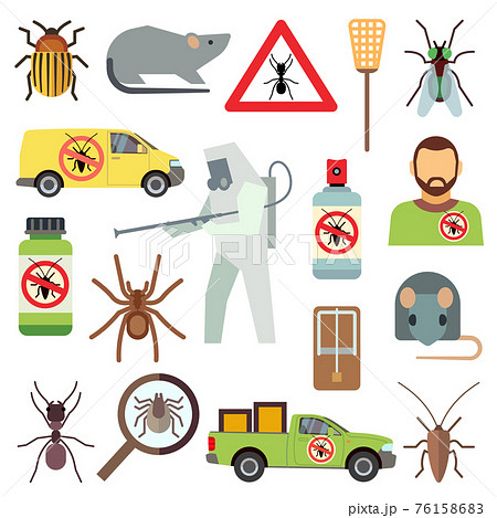 Home pest control service flat icons set 76158683