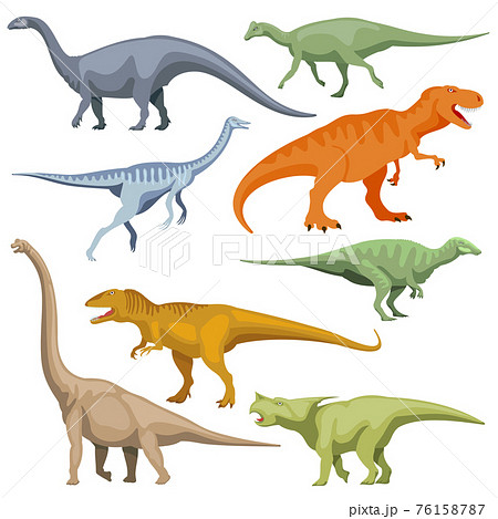 Cartoon dinosaurus, reptiles set 76158787