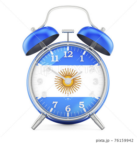 Alarm clock with flag of Argentina, 3D rendering Alarm clock with flag of Argentina, 3D rendering 76159942