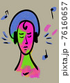 Drawn face of a person on beige background, illustration 76160657