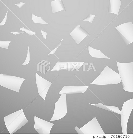Abstract background with flying, falling, scattered office white paper sheets, documents 76160710