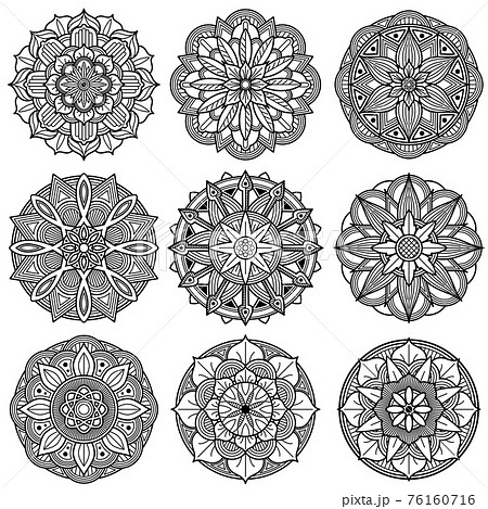 Indian meditation mandala patterns set 76160716