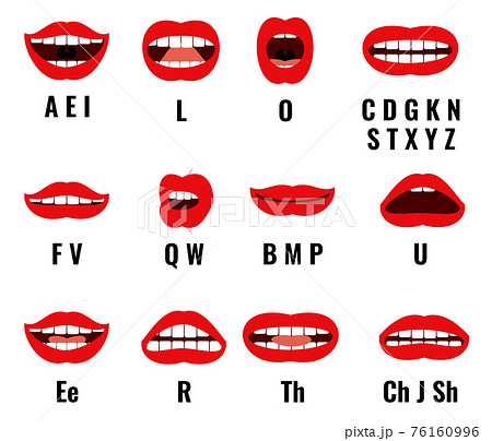 Cartoon character mouth and lips sync for sound pronunciation. set animation frames Cartoon character mouth and lips sync for sound pronunciation. set animation frames 76160996