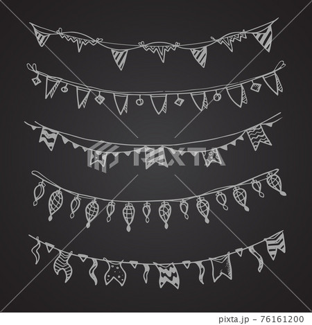Celebration holiday garland lamps, christmas and wedding decoration on chalkboard stock 76161200