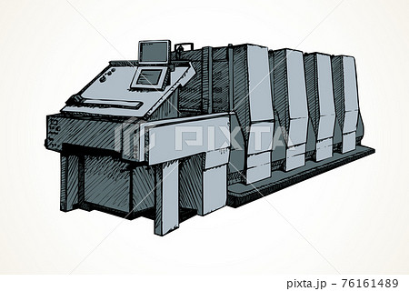 Ancient Printing Press Machine Illustration Hand Drawn Sketch Antique  Machine Stock Vector by prosymbols 252366652