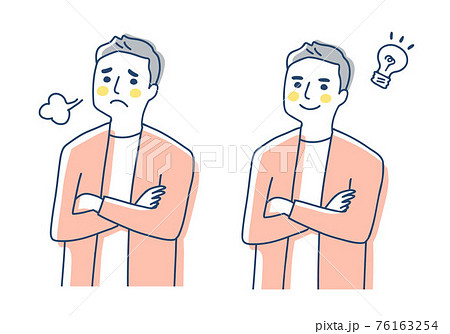 腕組みをしている男性　2表情 76163254