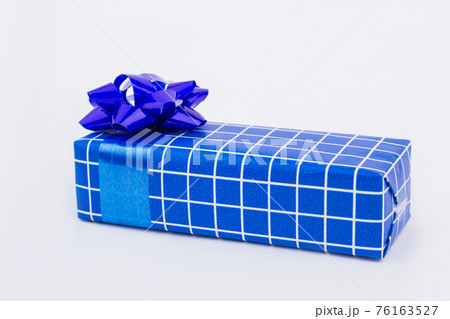 Festive dark blue gift box. Festive dark blue gift box. 76163527