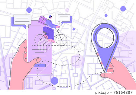 human hands using smartphone courier on bicycle delivering food or parcel online delivery service concept human hands using smartphone courier on bicycle delivering food or parcel online delivery service concept 76164887