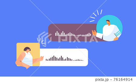 people communicating by voice messages audio chat application social media online communication 76164914