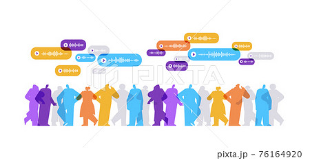 people communicate by voice messages audio chat application social media online communication 76164920