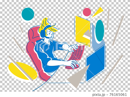 オンラインゲームをする人物　eスポーツ　イラスト 76165061