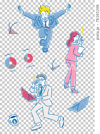 ビジネス　アクション　人物セット　イラスト 76165206
