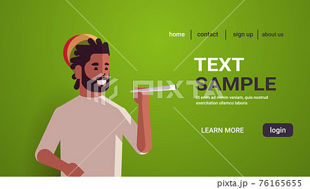 african american guy smoking cannabis marijuana joint drug consumption concept portrait horizontal copy space 76165655