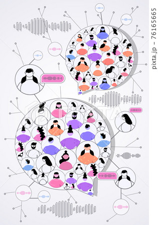 businesspeople communicating by voice messages audio chat application social media online communication 76165665