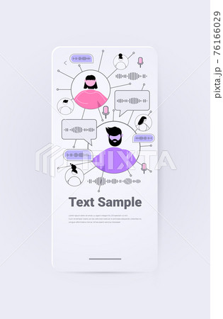 people communicating by voice messages in mobile app audio chat application social media online communication people communicating by voice messages in mobile app audio chat application social media online communication 76166029