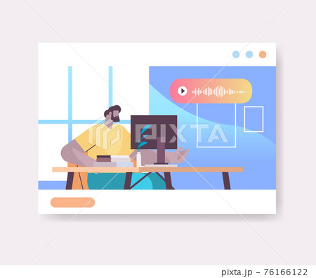 businessman communicate by voice messages audio chat application social media online communication 76166122