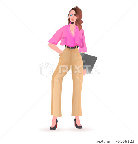 businesswoman in formal wear successful business woman holding laptop online communication concept 76166123