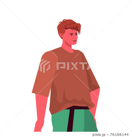 young man in casual trendy clothes male cartoon character portrait 76166144