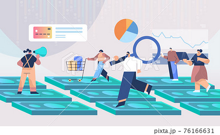 mix race people standing on money banknotes shopping digital marketing business strategy and analytics concept mix race people standing on money banknotes shopping digital marketing business strategy and analytics concept 76166631