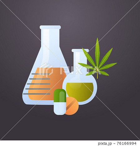 Test Tubes With Cbd Oil In Chemistry Lab のイラスト素材
