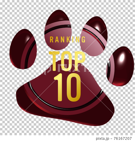 ランキングトップ10　犬猫足あとのシーリングワックス風フレーム赤　ベクターイラスト 76167207