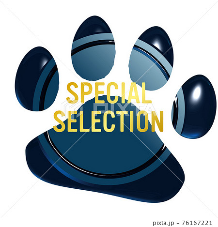 SpecialSelection 犬猫足あとのシーリングワックス風フレーム青　ベクターイラスト 76167221