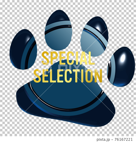 SpecialSelection 犬猫足あとのシーリングワックス風フレーム青　ベクターイラスト 76167221