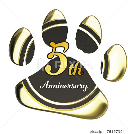 50周年　犬猫足あとのシーリングワックス風フレーム赤　ベクターイラスト 76167304