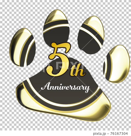 50周年　犬猫足あとのシーリングワックス風フレーム赤　ベクターイラスト 76167304