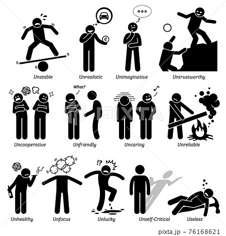 Negative Personalities Character Traits. Stick Figures Man Icons. Starting with the Alphabet U. Negative Personalities Character Traits. Stick Figures Man Icons. Starting with the Alphabet U. 76168621