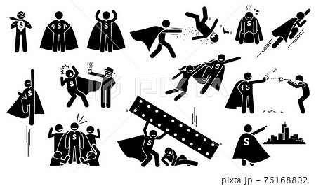 Stickman Superman Superhero Cliparts Depict A のイラスト素材