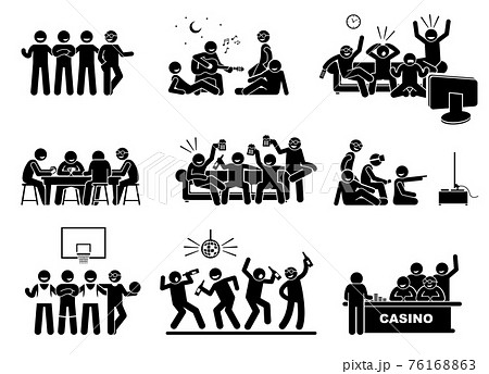 Men hanging out with a group of best friends...のイラスト素材 [76168863] - PIXTA