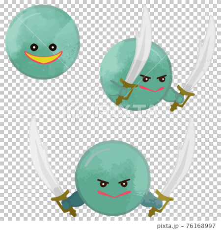 正義のウィルスキャラ仕立て グレーエメラルドグリーンのイラスト素材