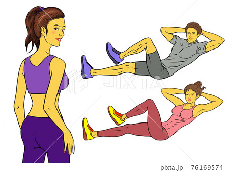 フィットネスイメージイラスト 女性 のイラスト素材