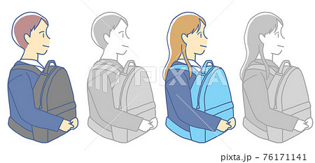 リュックを前に持つ学生 76171141