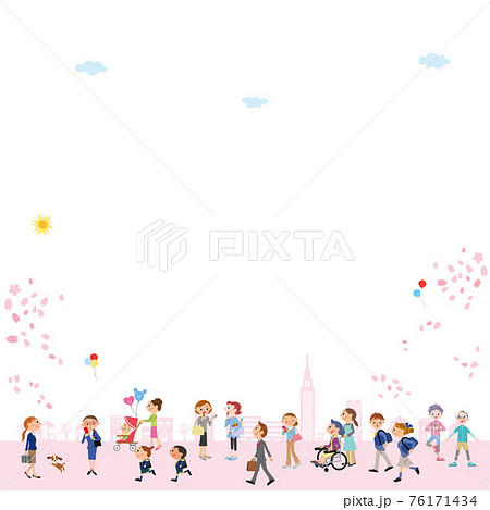 桜　街並み　新生活　春　コピースペース  76171434