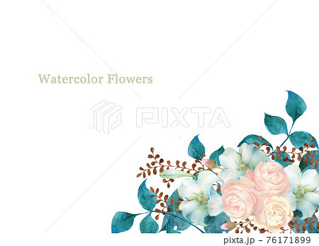 薔薇と百合のデコレーションのイラスト素材