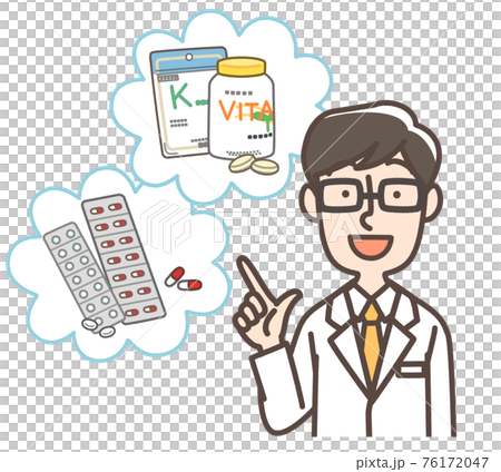A man in a white coat explaining supplements 76172047