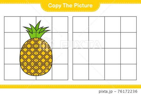 Copy the picture, copy the picture of Pineapple using grid lines. Educational children game, printable worksheet, vector illustration 76172236