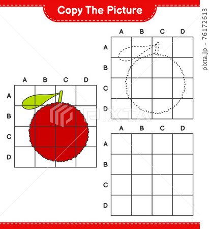 Copy the picture, copy the picture of Yumberry using grid lines. Educational children game, printable worksheet, vector illustration 76172613