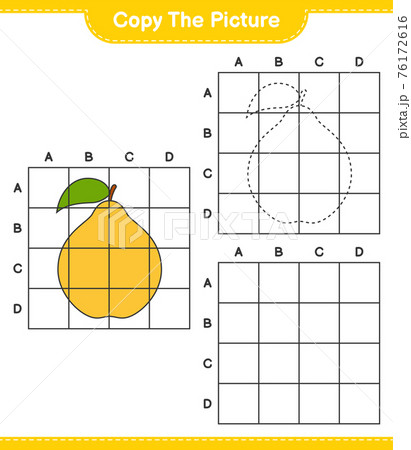 Copy the picture, copy the picture of Ugli using grid lines. Educational children game, printable worksheet, vector illustration 76172616